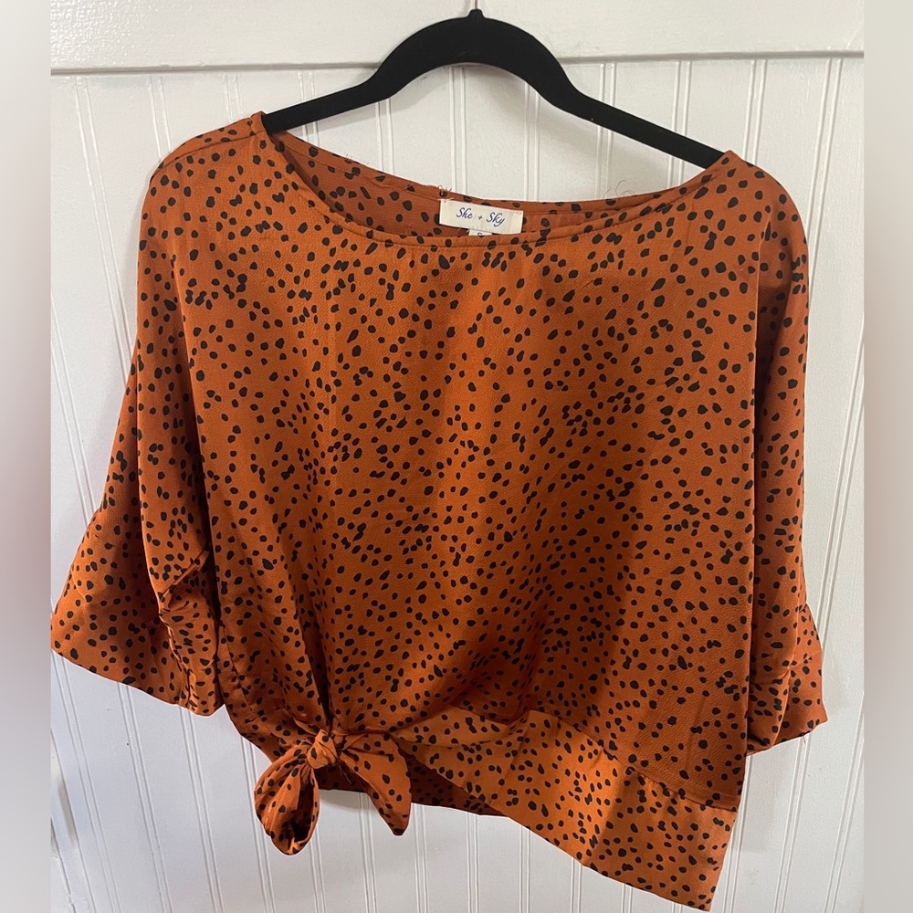Jewel colored blouse with waist tie